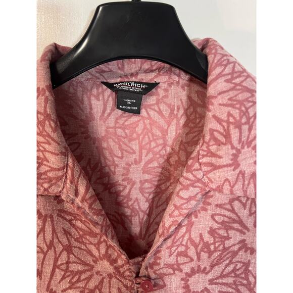 Woolrich women’s linen blend shirt sleeve button floral blouse‎ SZ XL pink boho - Picture 5 of 7
